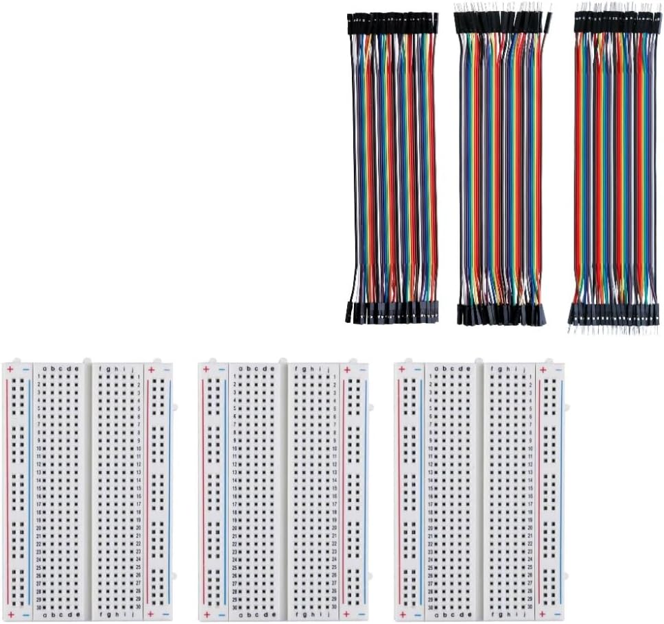 ELEGOO 3PCS 400-Point Boards and 120pcs Dupont Wires, for Breadboard Circuits, Prototyping, STEM Labs and Electronics Practice