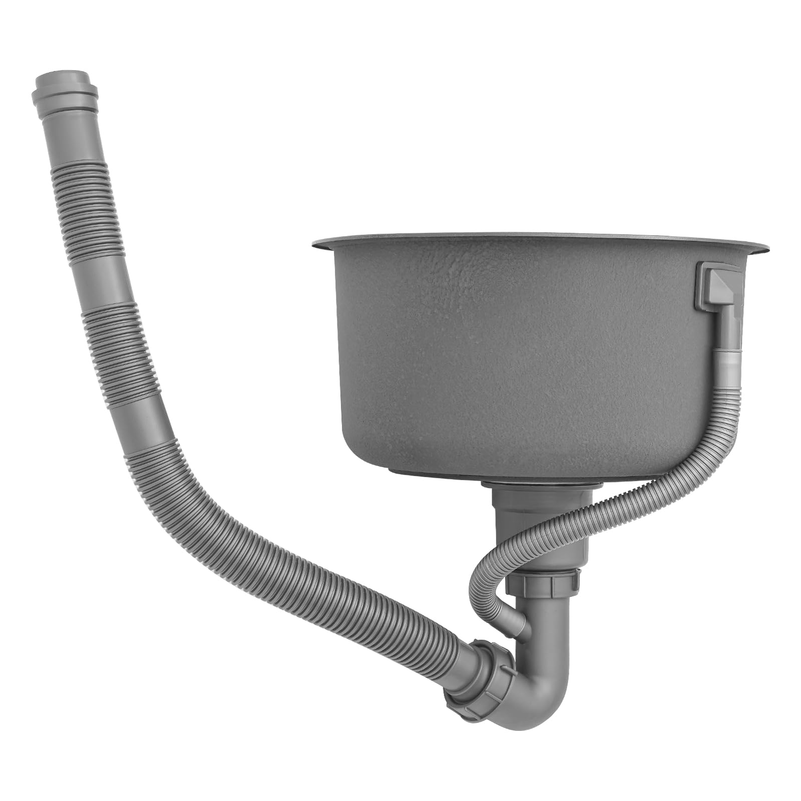 Fregadero de cocina redonda acero inoxidable 304 nano-revestimiento con cesta y tapa, bandeja de vajilla empotrable diámetro 40 cm fregadero bar camping hotel negro moderno