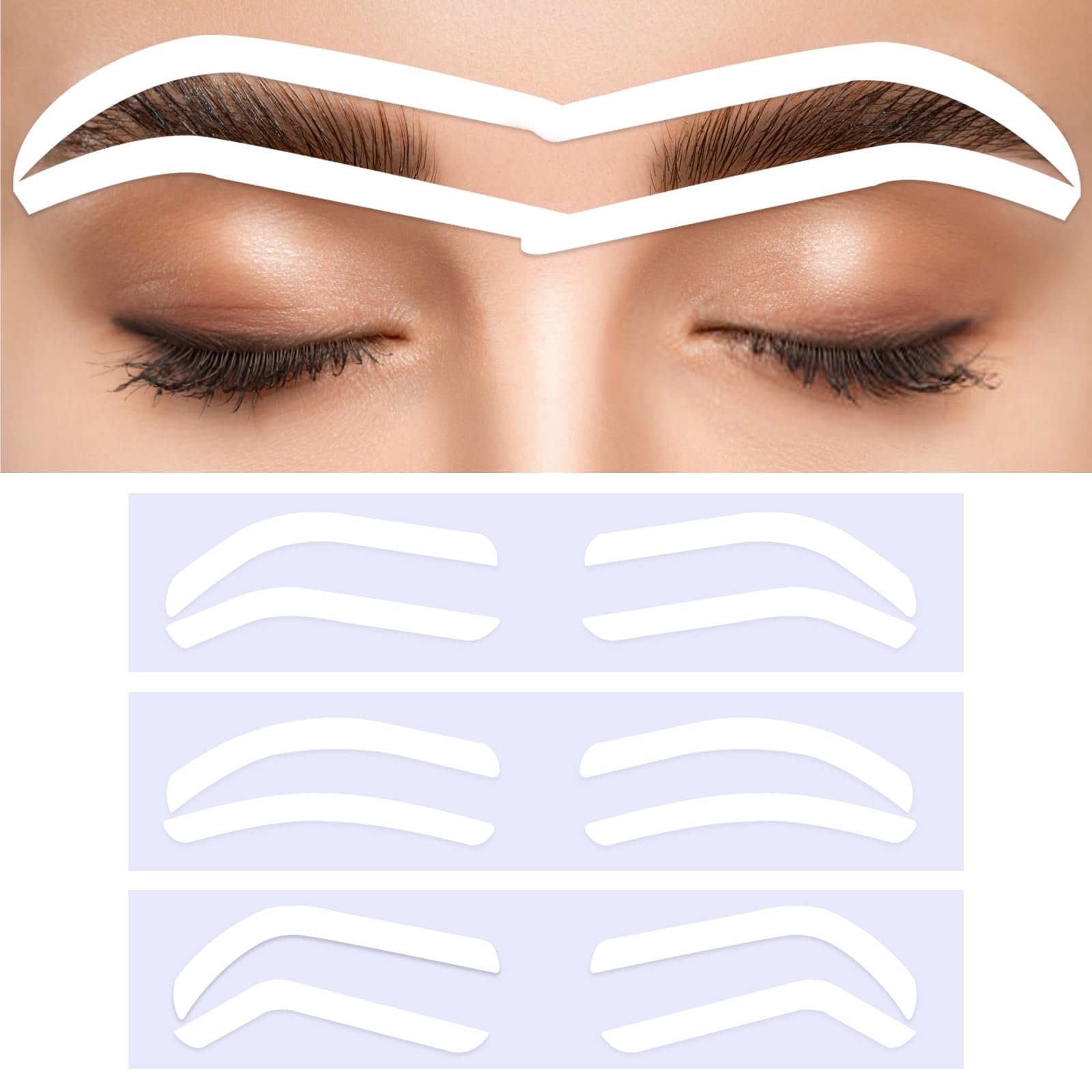 24Pairs Eyebrow Stencil Stickers Disposable, Adhesive Eyebrow Stencils Brow Stickers for Airbrush, 3Shapes Eyebrow Tape Strips, Eye Brow Mapping Shaping Guides Brow Template for Tinting Makeup