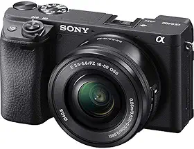 Câmera digital Sony Alpha 6400 com sensor APSC, 24,3MP, tela ajustável em 180°(selfie) e lente 16-50mm F3.5-5.6 | ILCE-6400L/B