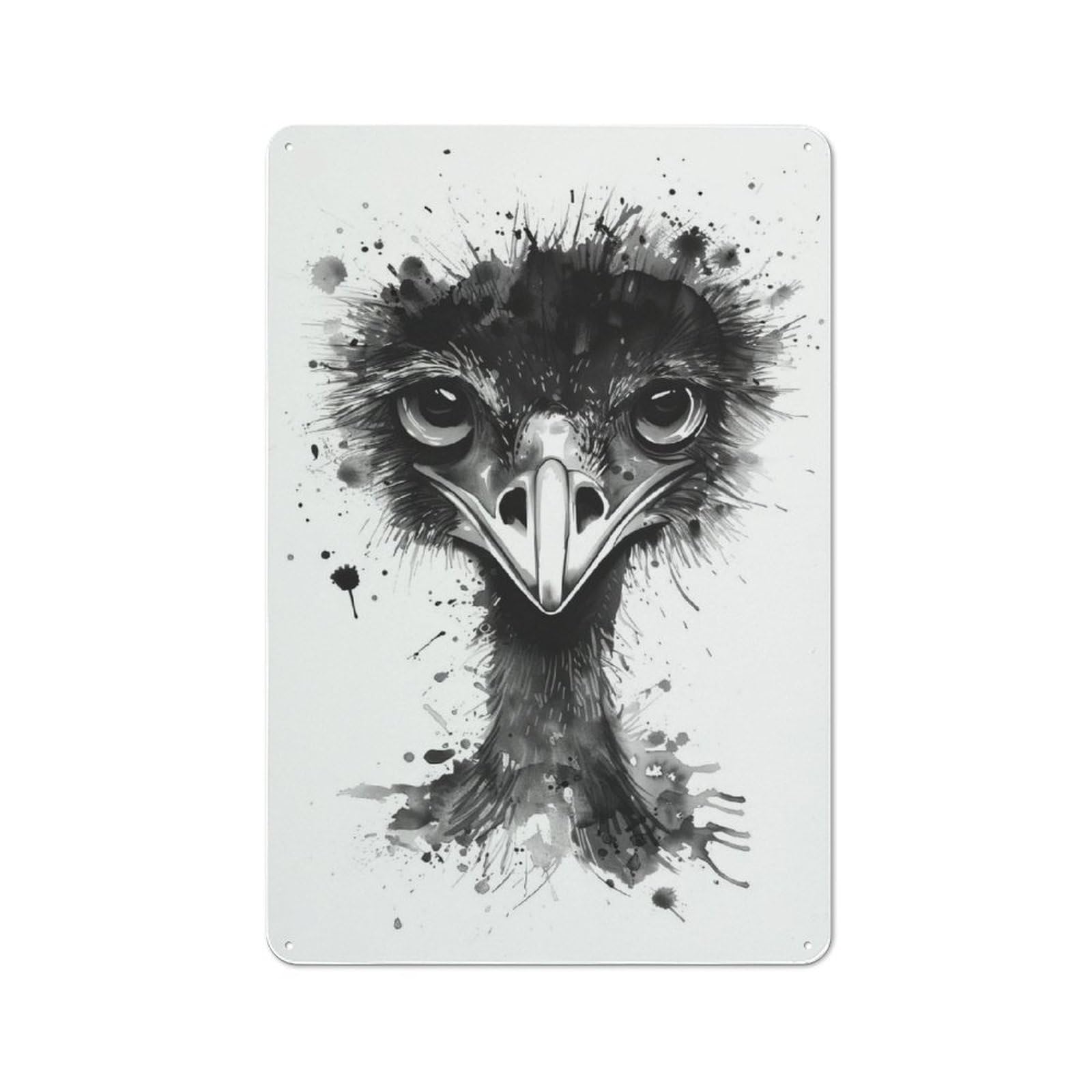Junmoney Ostrich Watercolor Retro Tin Wall Plaque 30X20cm For Kitchen Or Home Bar, For Home Interiors, Feature Walls And Decorative Displays