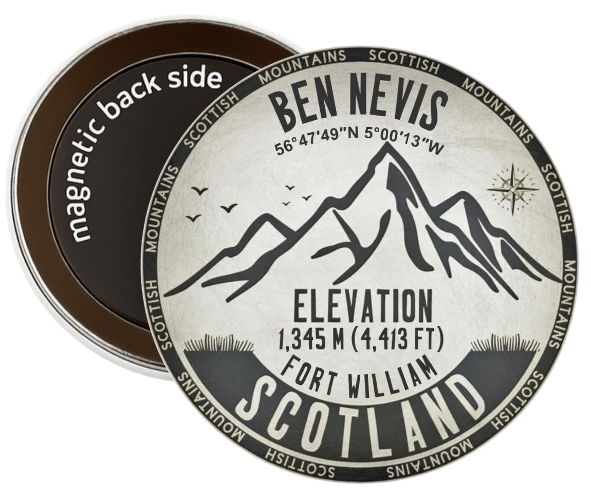 BEN NEVIS Scotland Round Decorative Fridge Magnet (GRAY)