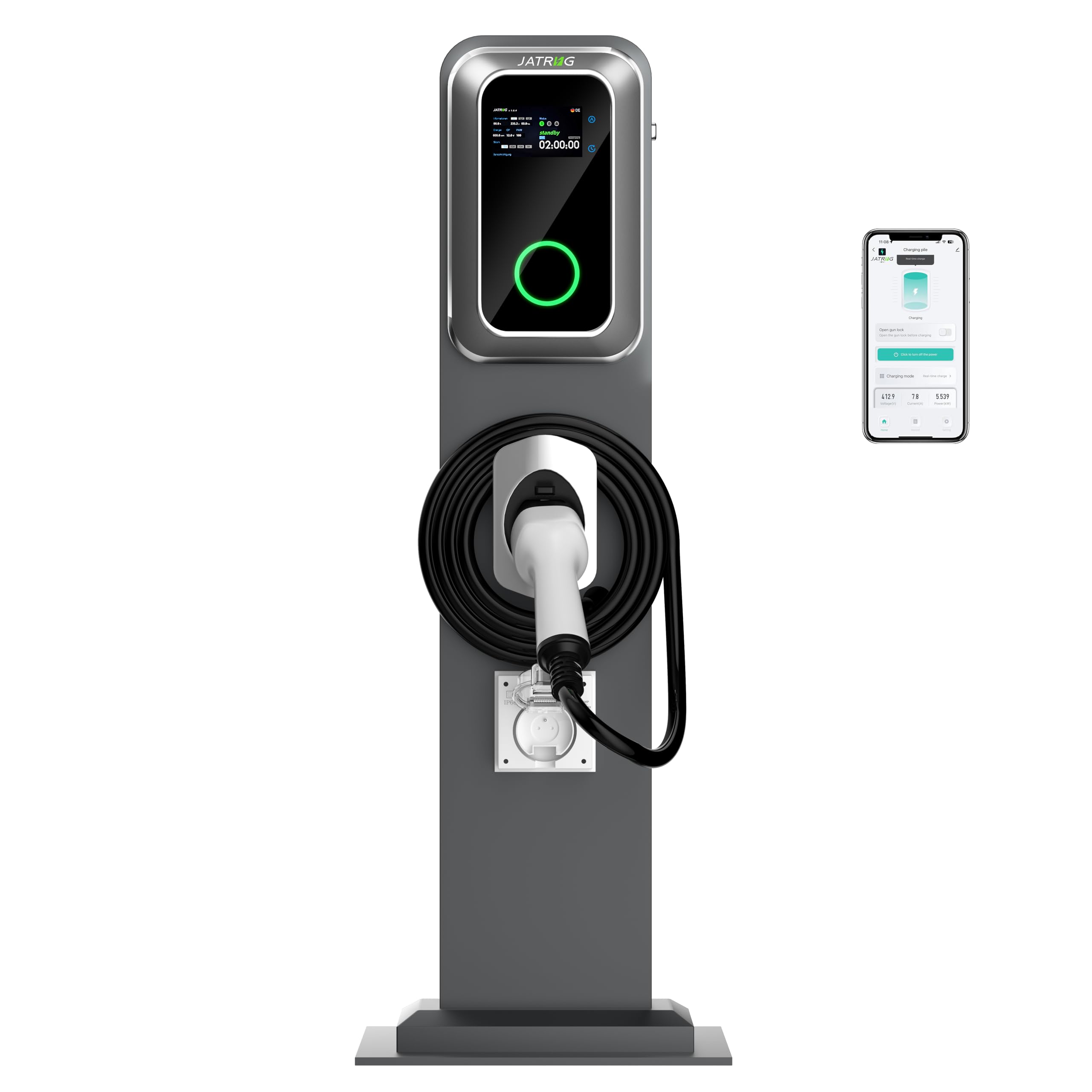 JATRHG K1 S1 EV Wallbox Kit with support pole and charging cable