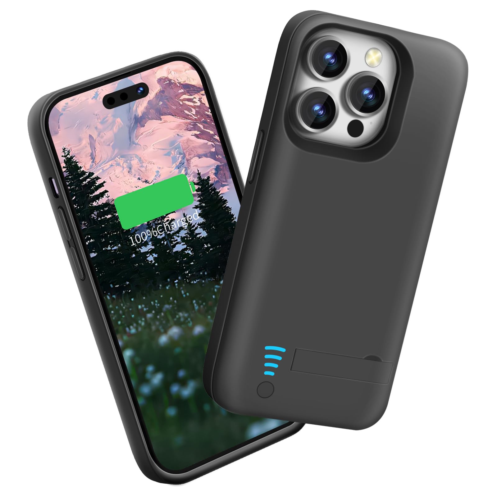 Sitong Battery Case for iPhone 15 Pro, 5000mAh Rechargeable Extended Battery Charging/Charger Case, Add 100% Extra Juice (6.1 inch) Black