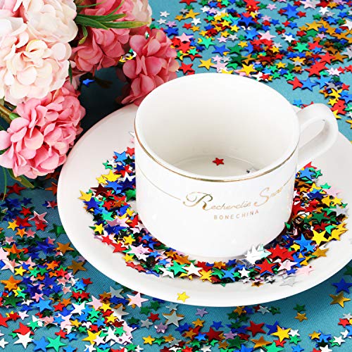 Image of Hestya 60g Star Confetti Glitter Table Confetti Metallic Foil Stars for Party Wedding Festival Decorations(Multicolor,10mm and 6mm)