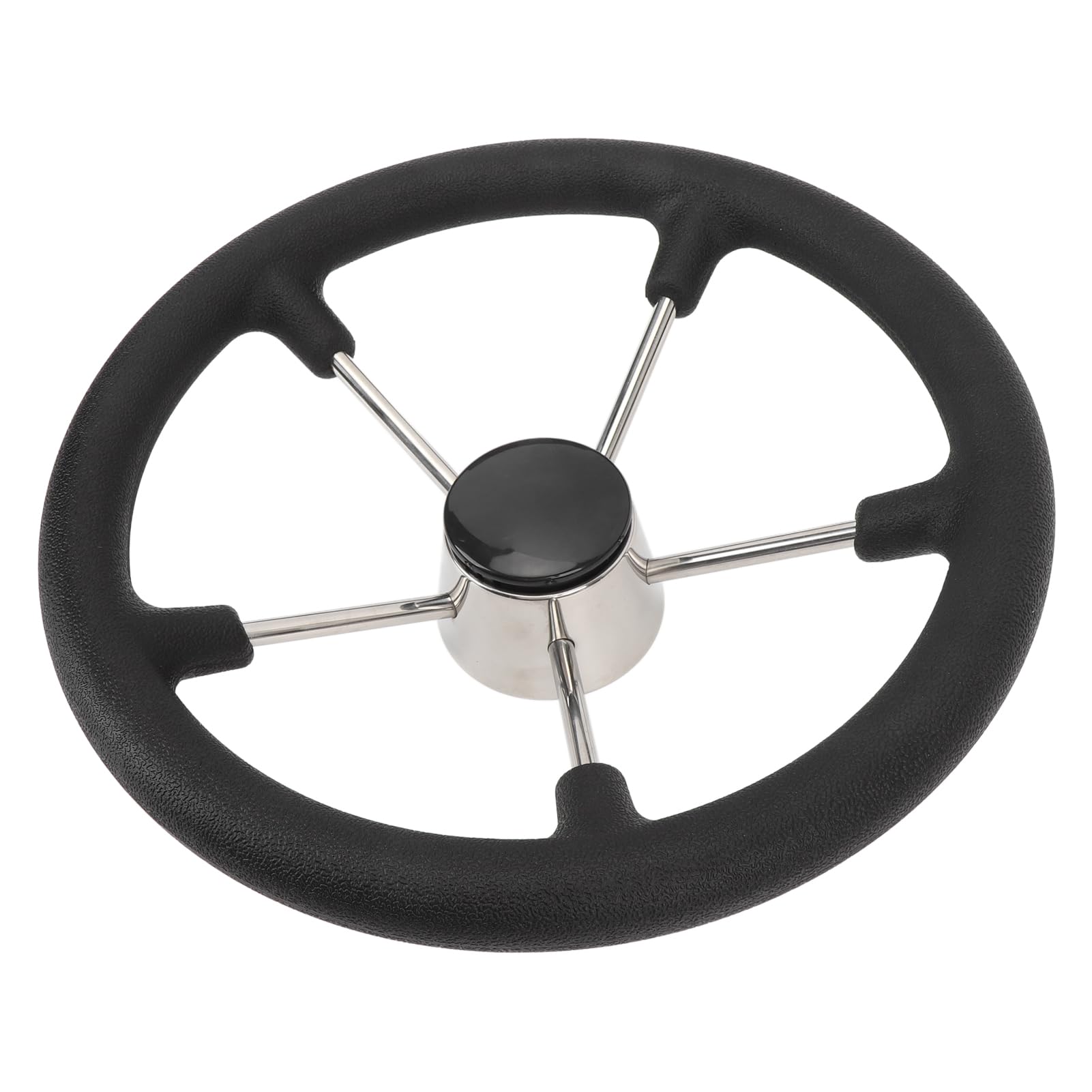 Akozon 【título】Volante Marino de 5 Radios de Acero Inoxidable de 13-1/2 Pulgadas para Yates, Lanchas Rápidas y Barcos
