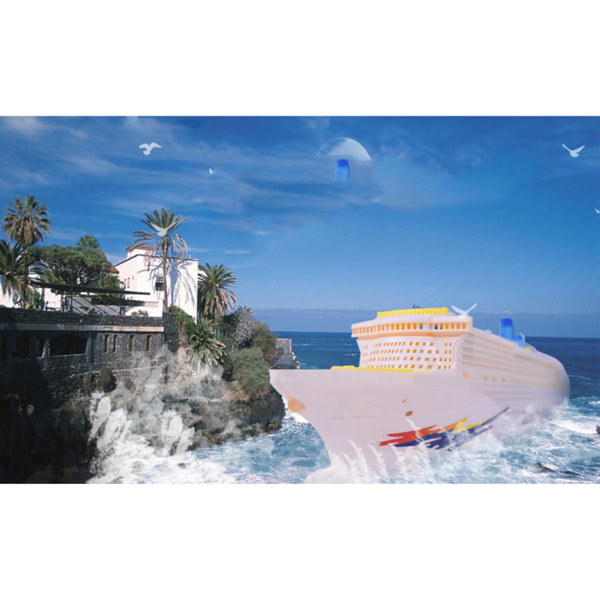 Abaodam Giocattolo Nave da Crociera Elettrica Luci LED e Suoni | Riproduzione Miniatura Ocean Liner in Plastica, per Ragazzo Ragazza e Ragazzi, Mini Giocattolo