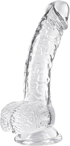 Consolador realista transparente, 7.3 pulgadas que se siente como la piel, material seguro para el cuerpo, con fuerte ventosa para jugar con manos