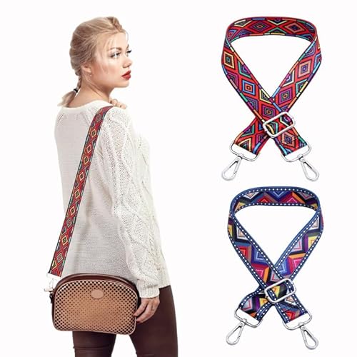 2 Stück Wechselgurt für Taschen,Bauchtasche Breiter Gurt für Crossbody Bag Umhängetasche,Taschengurt Blau und Rot Bag Strap,Taschenriemen Handtaschengurte zum Wechseln,Gurt Umhängegurt für Taschen