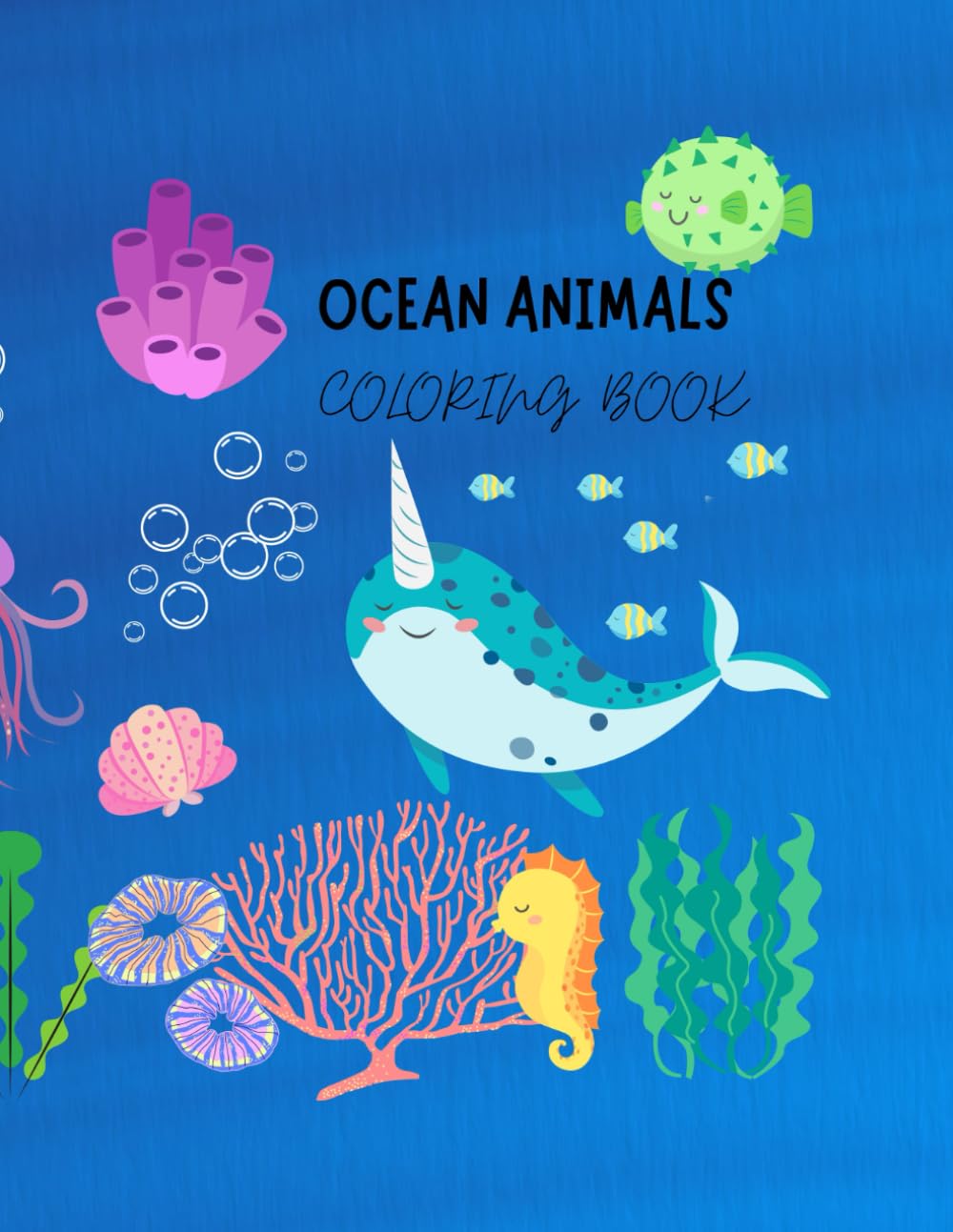 Ocean Scene: Coloring Book for Adults and Kids,: Ocean Scene: Coloring Book for Adults and Kids, Bold and Easy Designs for Relaxation with Sea Life