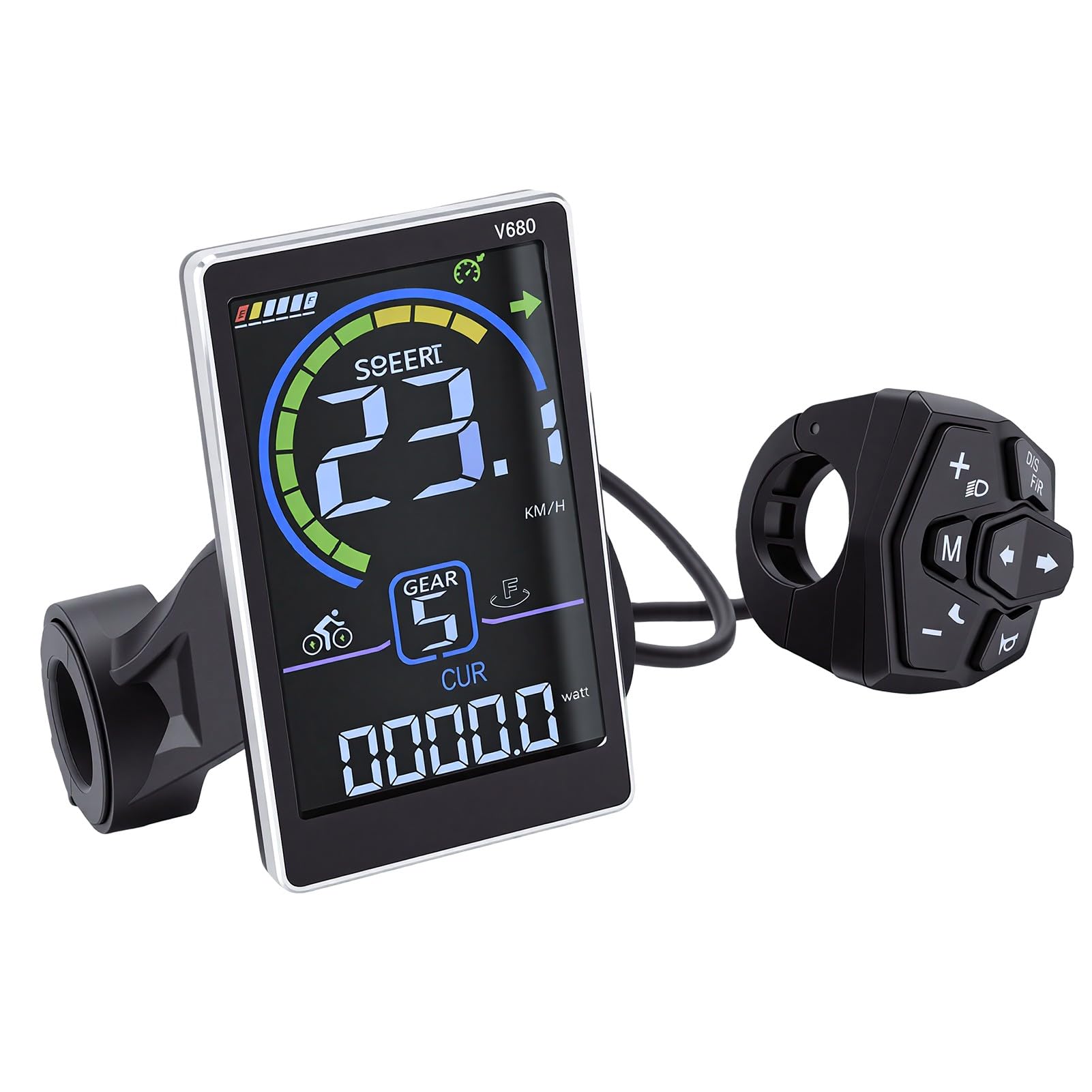 RiToEasysports Pannello di Controllo per Bici Elettrica Display LCD in PVC ABS Misuratore Connettore a 6 Pin IPX4 Schermo Multifunzione con UART 9600 per Ciclisti di Scooter Elettrici Pendolarismo