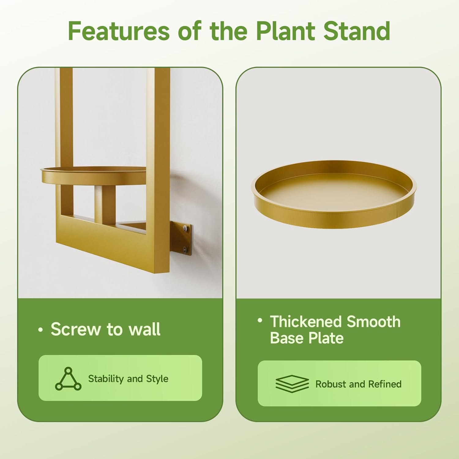 Metal Wall Plant Holder, Picture Frame Design, 2PCS (Gold)