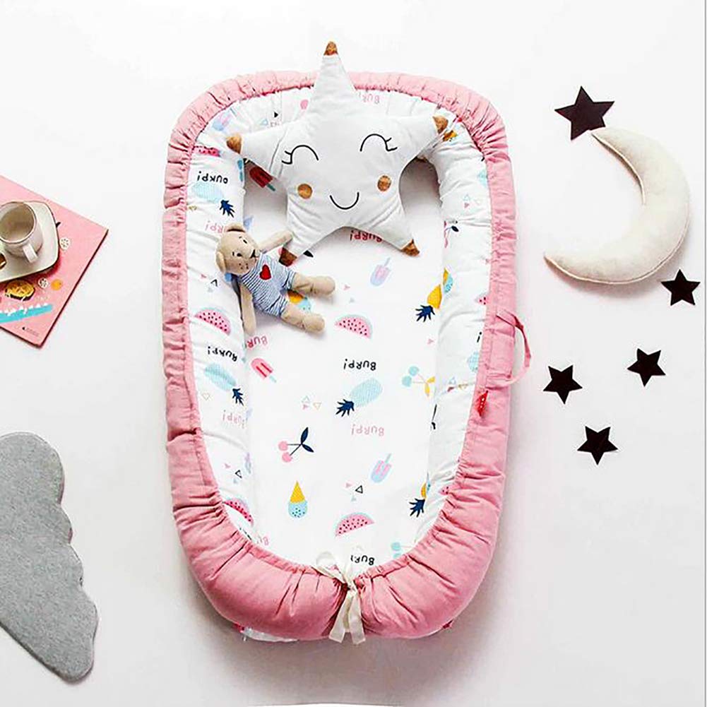 Lhh Baby Bionic Bed For Infants Toddlers Co-sleeping Cribs & Cradles Lounger Cushion 100% Cotton Removable (90 * 55 * 15cm),C