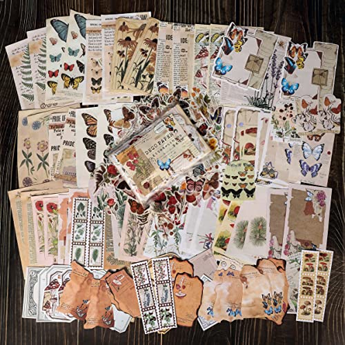 200 Pieces Vintage Scrapbook Supplies Pack For Junk Journal Planners Diy Paper Stickers Vintage Ephemera Pack Decoupage For Art Journaling Bullet Craft Notebooks Collage Aesthetic Gifts (Plant) #TOP2
