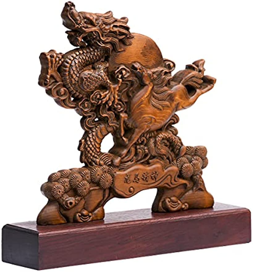 龍馬精神　木彫り　置物 Amazon.co.jp: 龍馬精神 木彫り置物高級天然ツゲ 風水グッズ 金