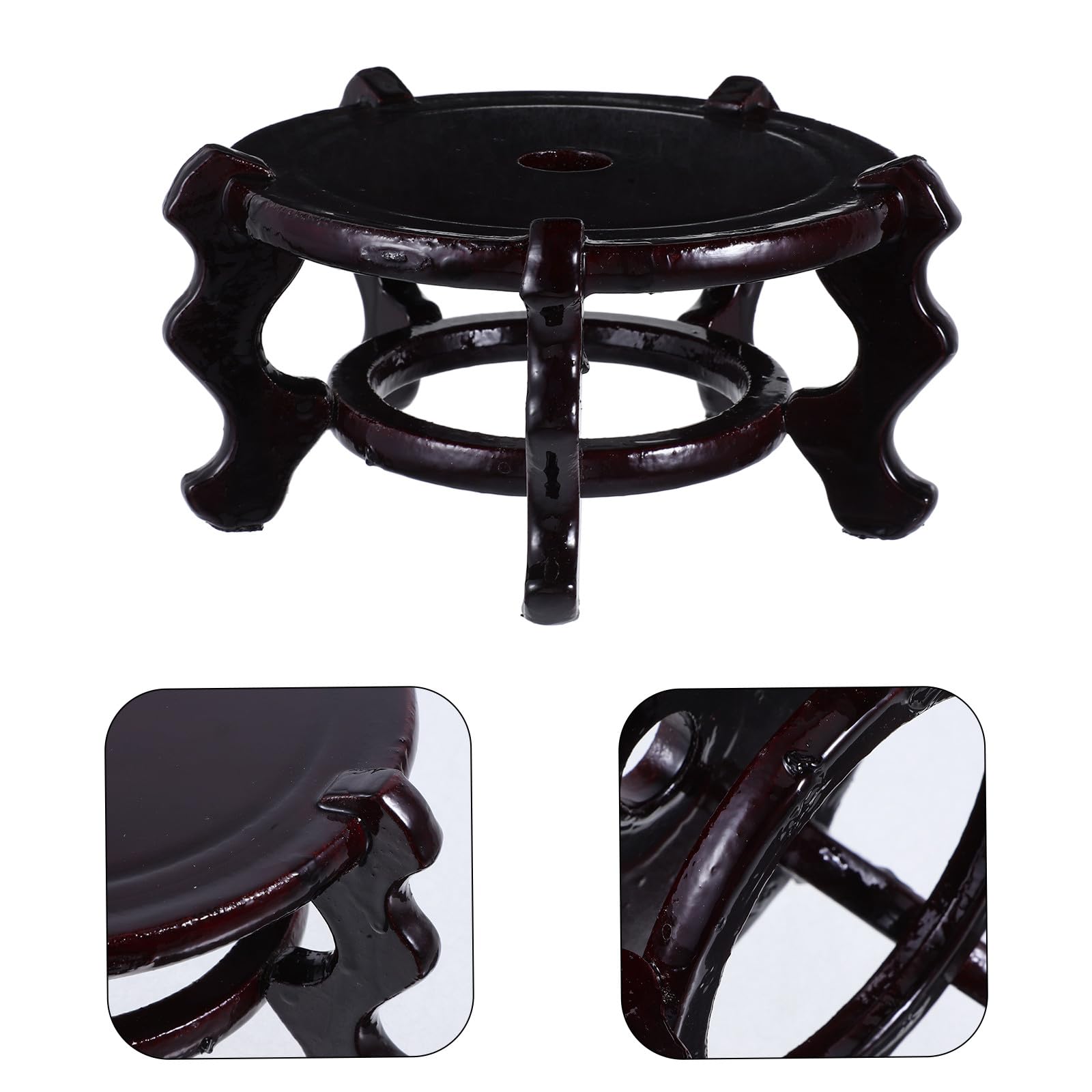 NOLITOY Soporte para Macetas de Madera Maciza Marrón, Base Redonda Resistente para Plantas Interiores, Estante Creativo de 2 Piezas Adecuado para Cualquier Rincón del Hogar
