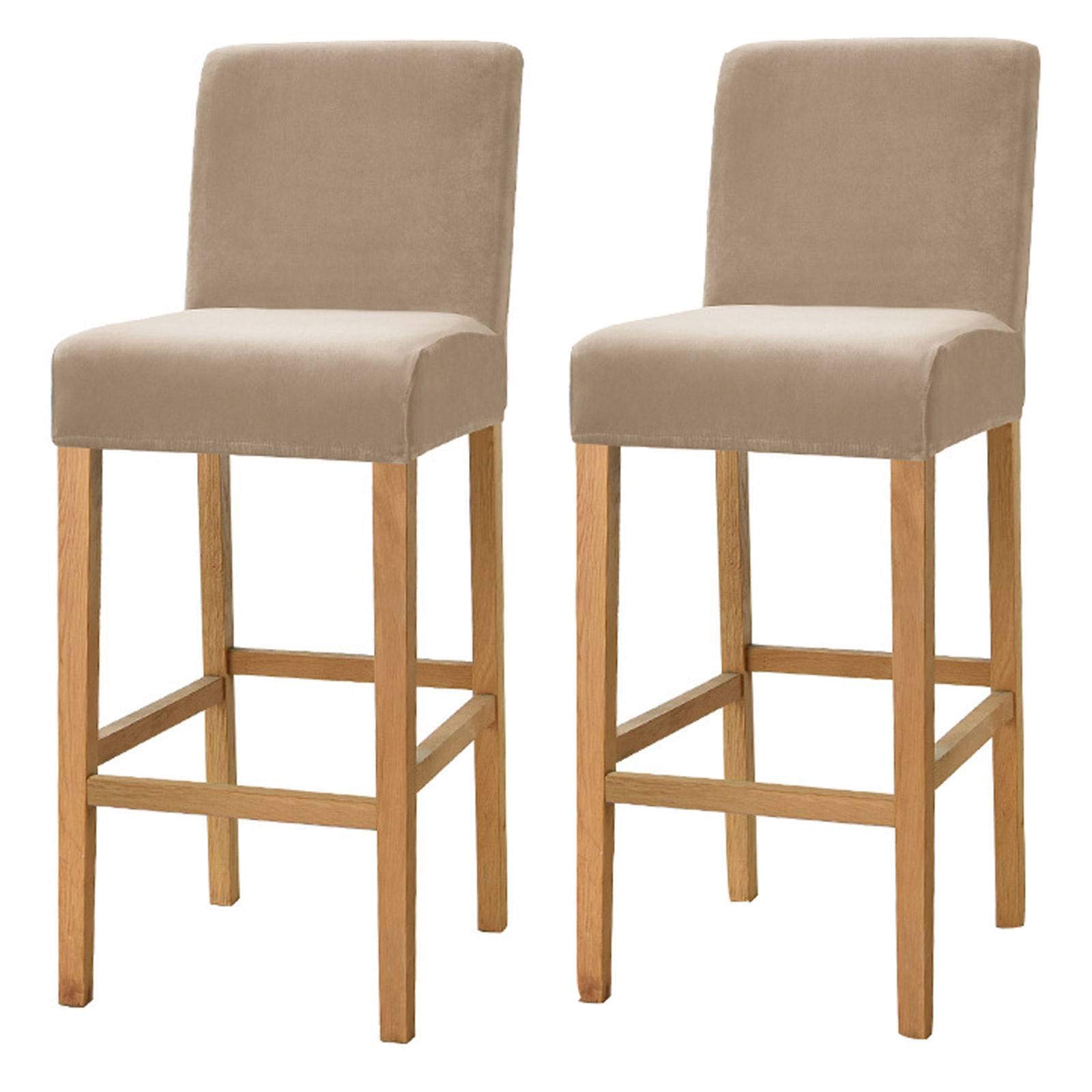 JHLD Velvet Bar Stool Covers, Stretch Barstool Slipcover Elastic Furniture Chair Seat Cover (Chair Not Included) Machine Washable for Short Back Chair-Khaki-Set of 2