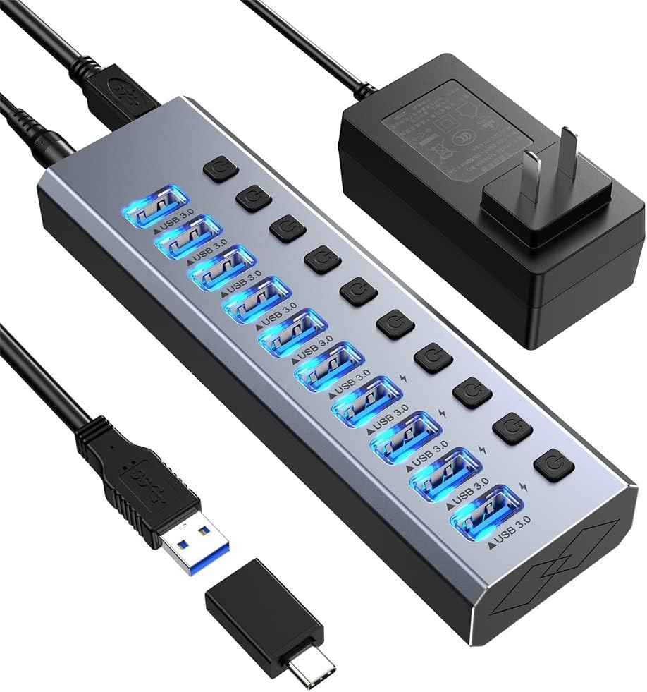 Aluminum 10-Port USB3 0 Docking Station Multifunctional Hub Standalone Switch Hub Size As Shown Color D