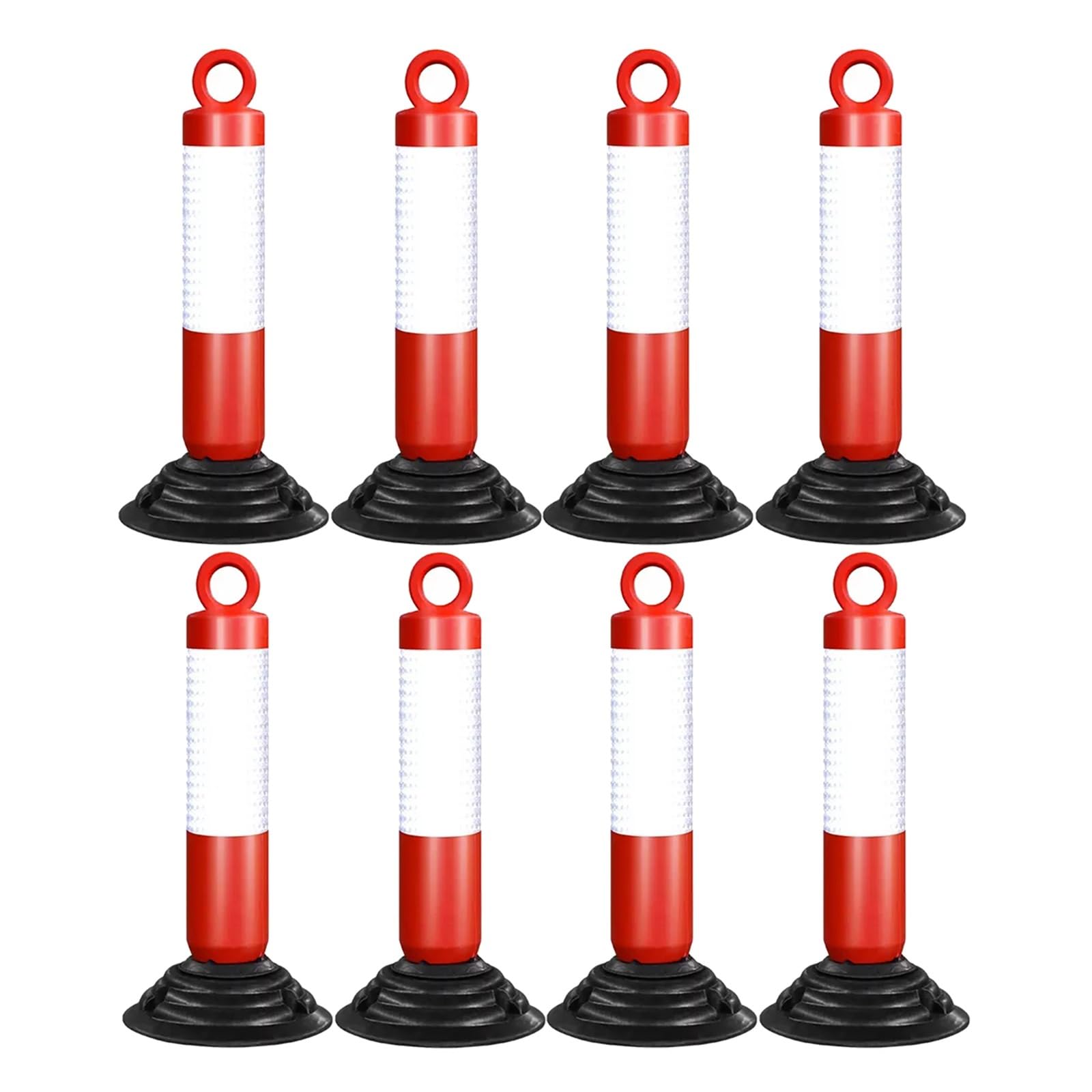 Cône de signalisation réfléchissant, Poteau de délimitation, borne détachable pour la Gestion des foules (Chantiers, écoles, hôpitaux), Hauteur 50 cm, Lot de 8.
