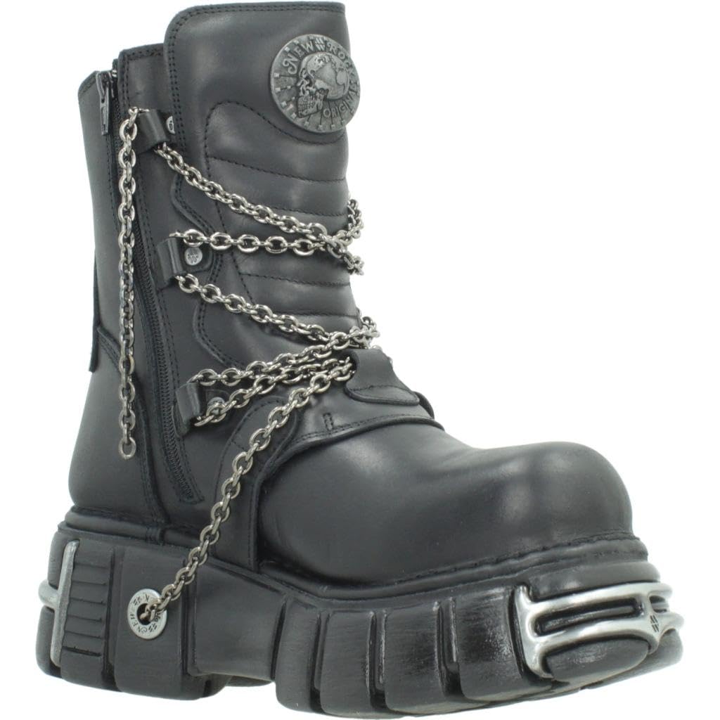 New Rock Metallic nero Pelle Stivali M.1011-S1
