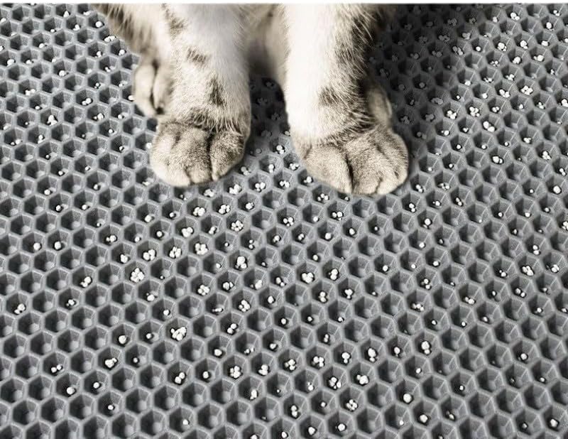 Miniatura 6 de Alfombrilla de arena para gatos con diseño de panal de abeja de doble capa, impermeable, resistente, suministros para gatos fáciles de limpiar