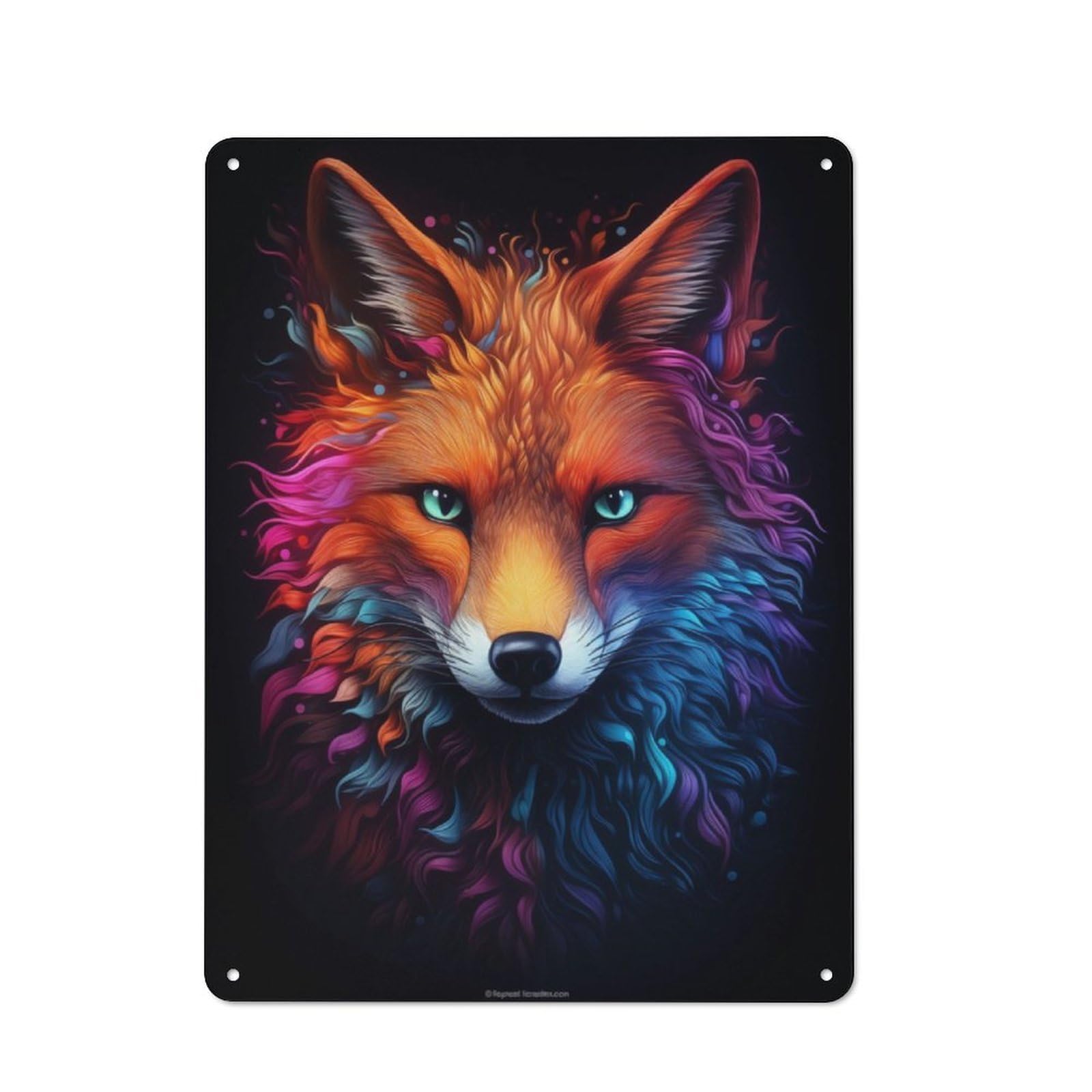 Nostalgic Decorative Tin Plaque 40x30cm Featuring Neon Fox, Classic Pub Decor for Cafe, Pub, Workshop Or Home Bar