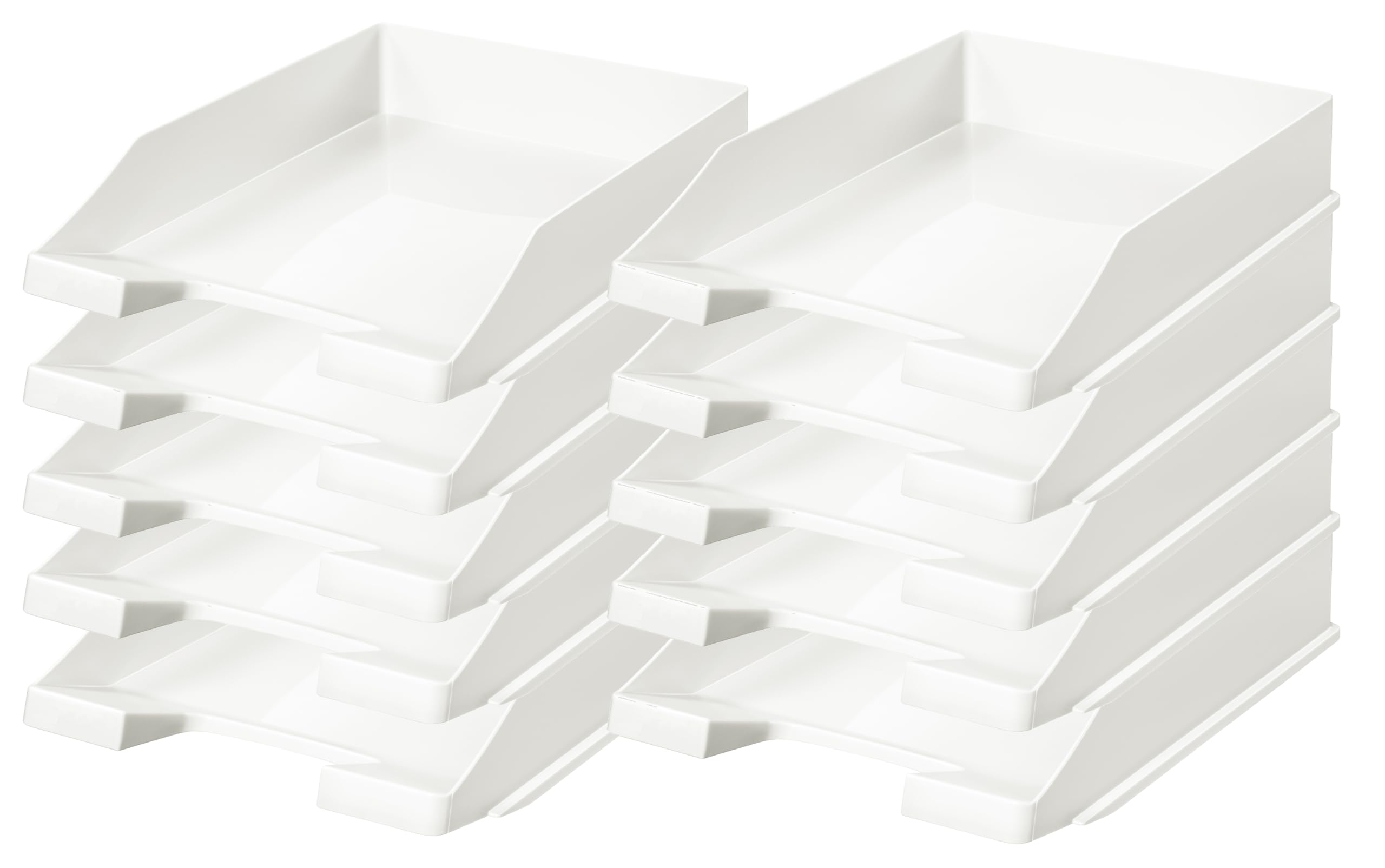 Briefablage Klassik Papiertiger DIN A4/C4, stapelbar, stabil, Ablagefächer, Briefkorb, Dokumentenablage, Ablagefach für Papier und mehr (weiß, 10er Pack, Briefablage)