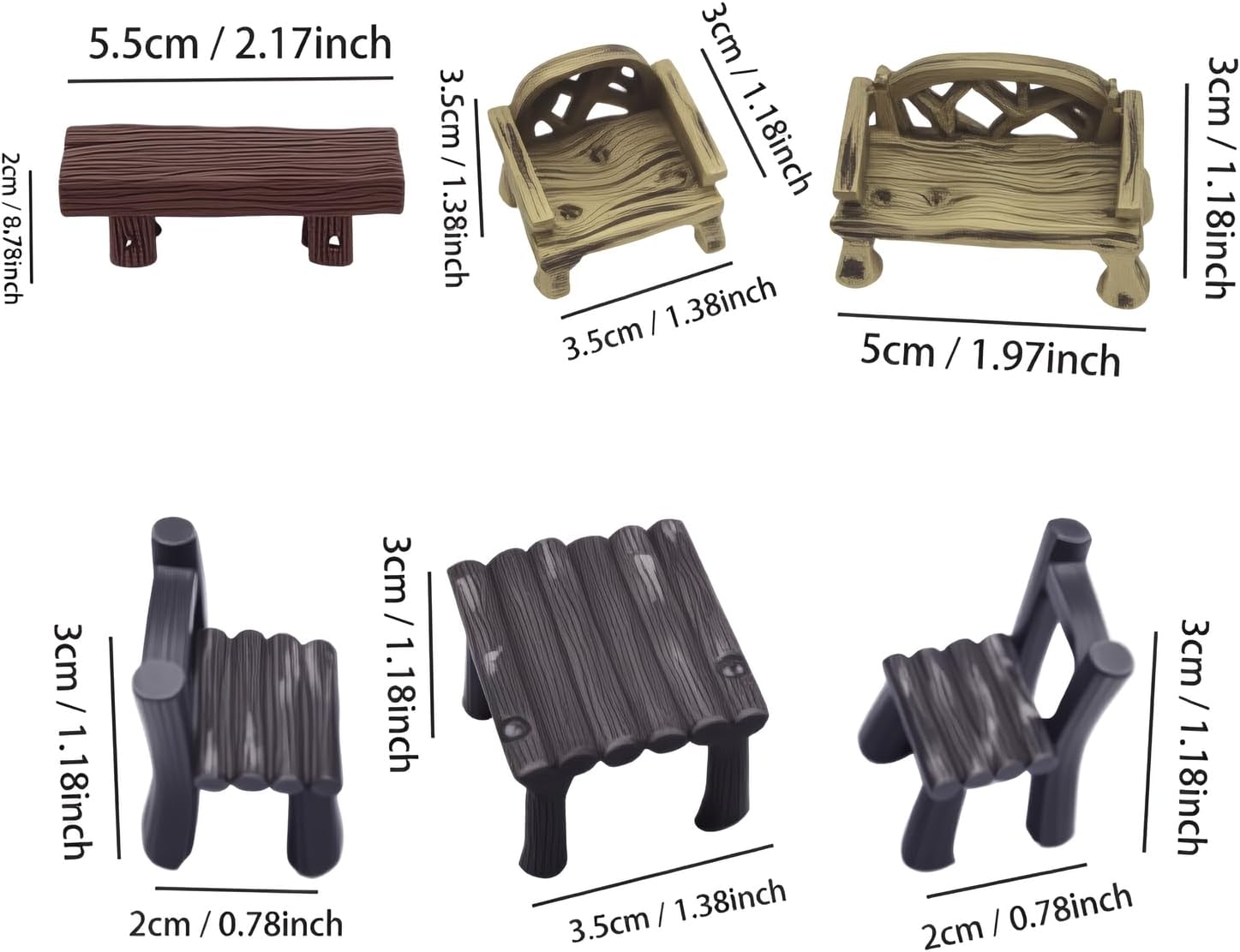 12 Pcs Miniature Table and Chairs Set Vintage Micro Landscape Decoration Garden Furniture Ornaments for DIY Craft Fairy Garden Accessories