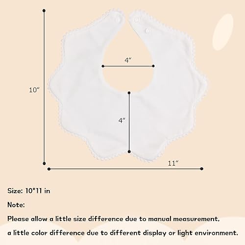 Miniatura 6 de Bamery Baberos tipo bandana para bebé, baberos de algodón blanco para babeo y dentición, absorbentes para niños y niñas
