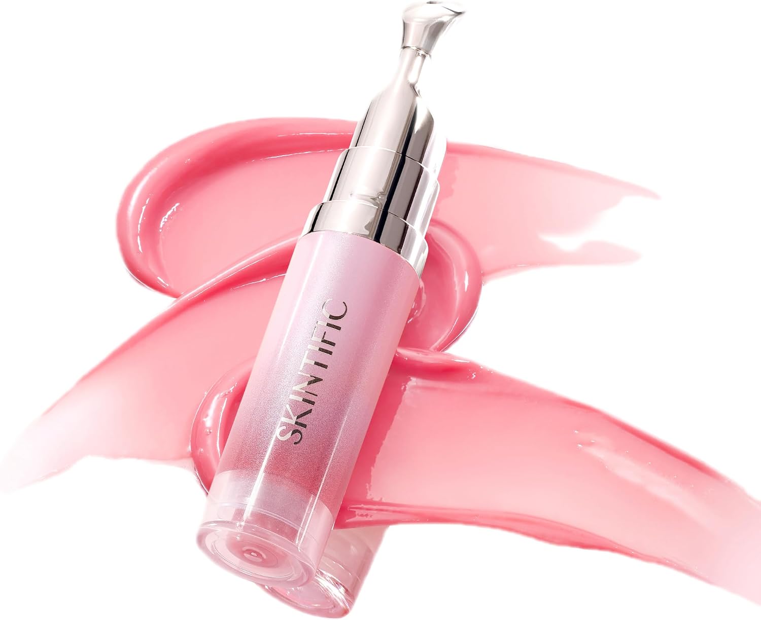SKINTIFIC Peptide Brightening Lip Serum(01U Baby Pink-Update), Hydrating & Plumping Tinted Lip Gloss, Moisturizing Lip Balm with Polypeptides & Squalane for Glossy