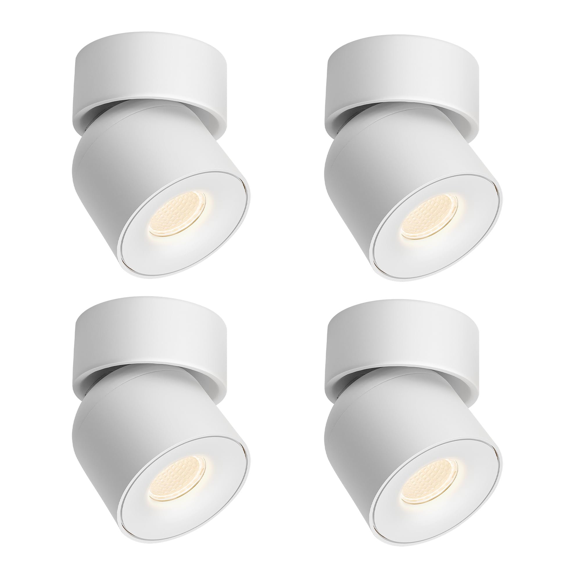 Aisilan 4 Packs LED Dimmable Adjustable Ceiling Spotlight 7W 3000K Aluminum Spotlight Fixtures CRI 97 Surface Mounted Indoor Spot Light for Living Room Hallway Corridor (White)