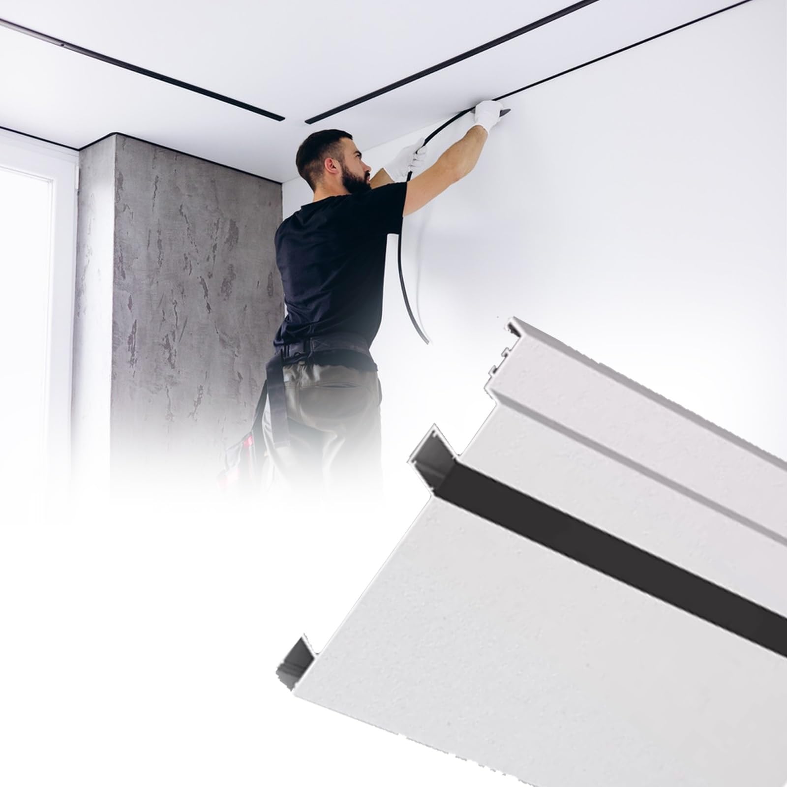 Veletta LED Soffitto Luci di Finitura Angolari da Soffitto per Stanza, Canalina Lineare in Alluminio Larga 10 12 15 20 Cm con Copertura in PC per Striscia LED | [](W 12cm,1.2m(4ft))