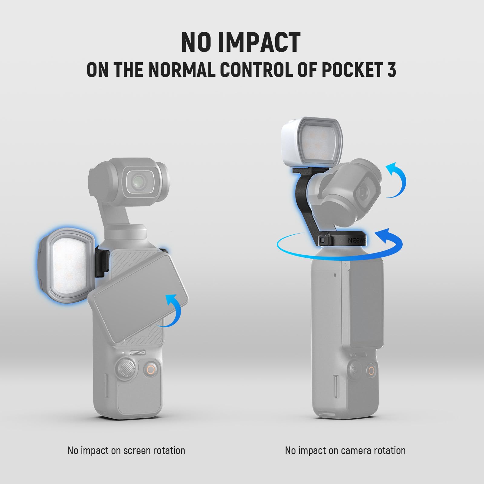 NEEWER Basics Magnetic Auxiliary Light Compatible with DJI OSMO Pocket 3 Gimbal Cam Creator Combo, 1.3W USB C Rechargeable Plastic Mini LED Fill Light Attachment for Selfie Vlog Video Recording,: 1-Pack w/Cleaning Cloth
