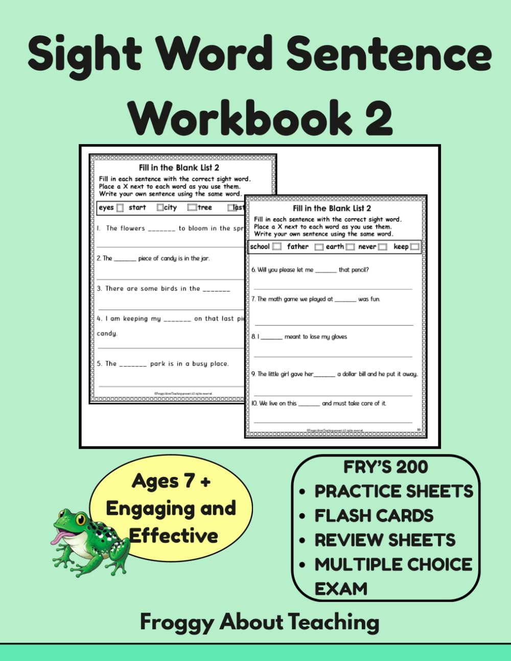 Fill in the Blank Sight Word Sentences: Fry's 200 Workbook