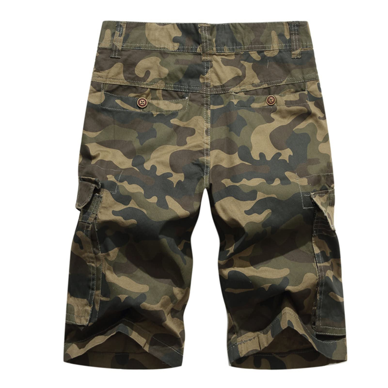 Men Camo Cotton Cargo Shorts Camouflage Outdoor Multi Pockets Short Relaxed Fit Lightweight Military Short Pants (Yellow,32)