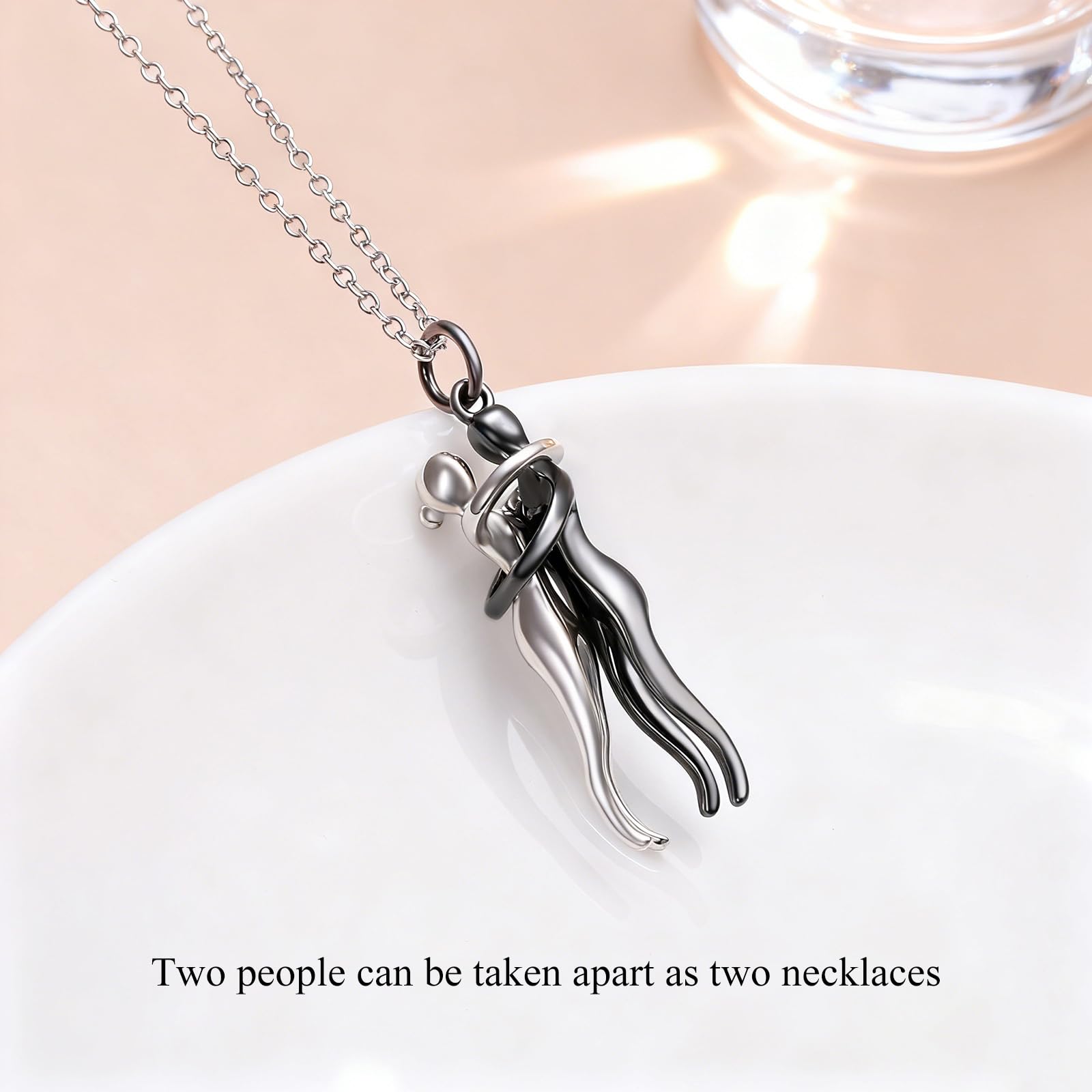 Flyow Umarmung Paar Halskette 925 Sterling Silber Umarmungs-Halskette Geschenke zum Jahrestag Für Sie und Ihn Herren Damen