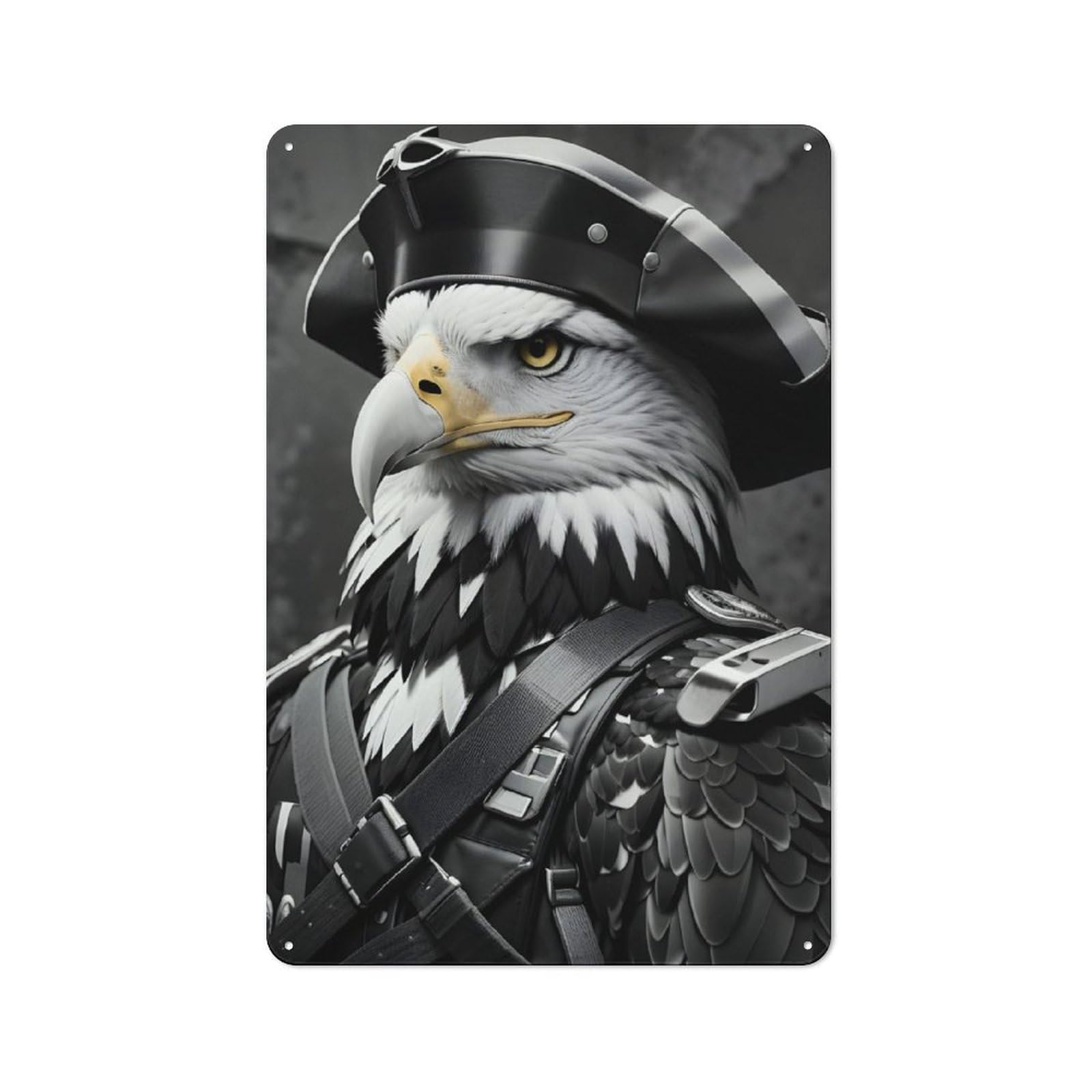 Junmoney Black And White Eagle Tin Wall Plaque 30X20cm With For Man Cave Or Games Room, For Garage, Workshop And Man Cave Decoration