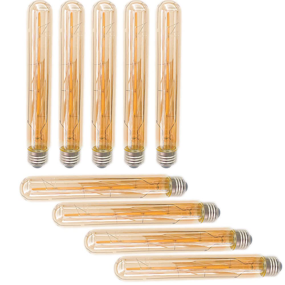 Lot de 9 Ampoules Incandescence Rétro Edison T30-225 E27 4W (Remplace Ampoule Halogène de 40W) Blanc chaud 2700K Tube long 400LM T30 Ampoule LED Filament E27 Verre Ambré Pas Dimmable 220-240V