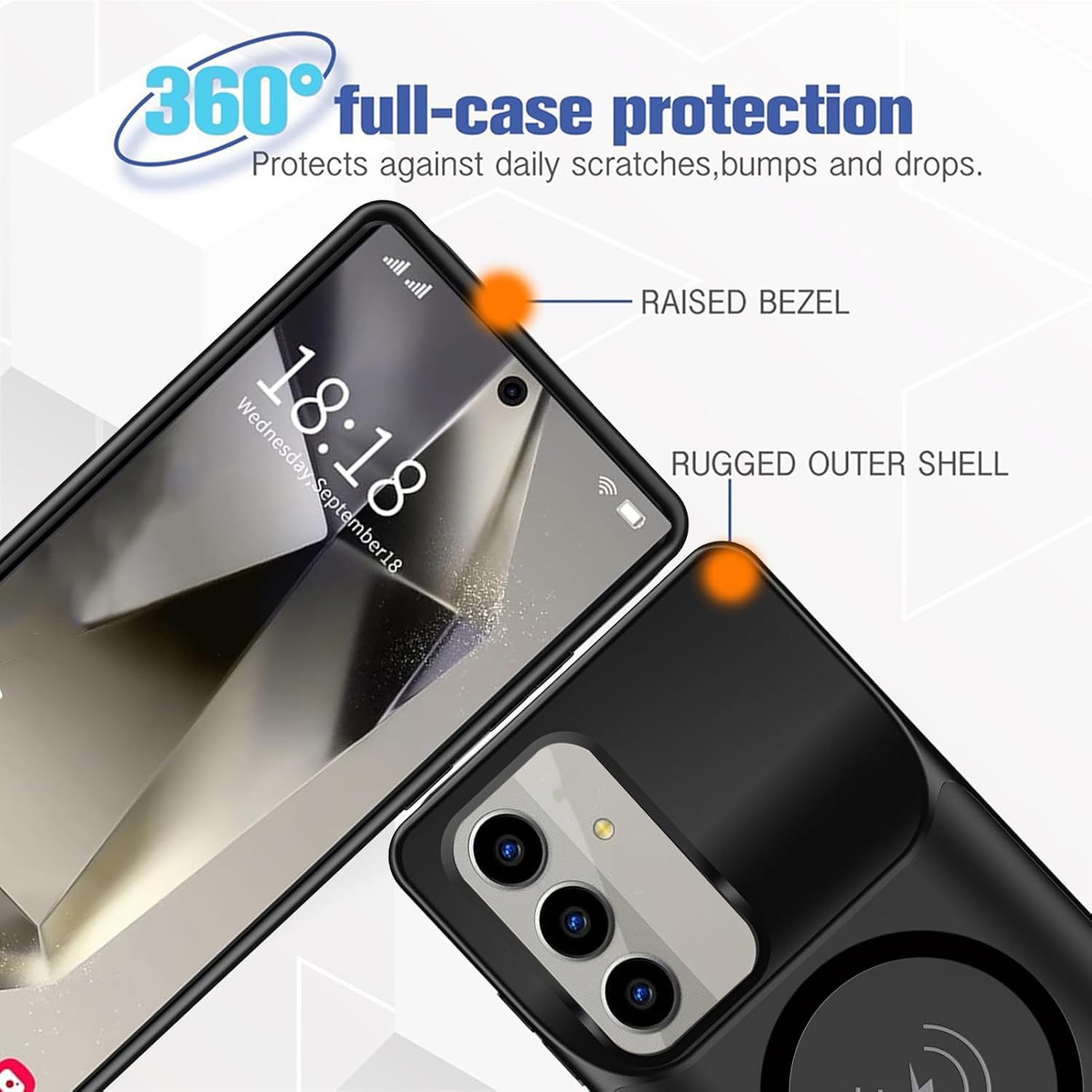 Schutzhülle mit Akku für Samsung Galaxy S23 FE, 10.000 mAh, tragbares Ladegerät, externer Akku, wiederaufladbar, magnetisch, kabelloses Laden, erweiterter Schutz, externes Laden