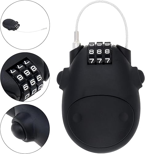 Miniatura 3 de Cerradura de cable de combinación, cerraduras de equipaje con cable de acero retráctil de 30 pulgadas, cerradura de viaje combinada con mini