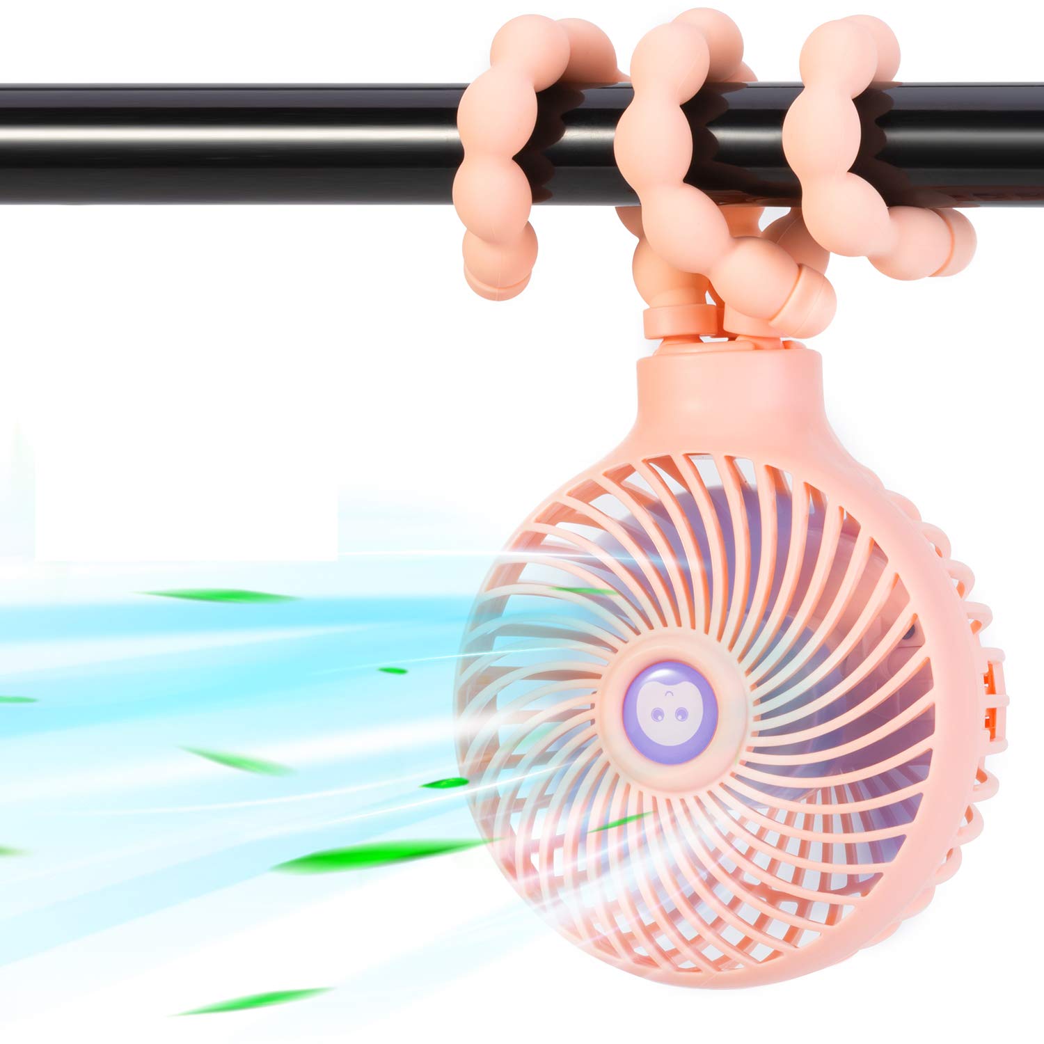 Stroller Fan,Mini Handheld 2000mAh Battery Powered Clip-on Personal Portable Desk Fan USB Fan Adjustable 3 Speeds with Flexible Tripod for Stroller,Baby Crb,Bed,Car Seat