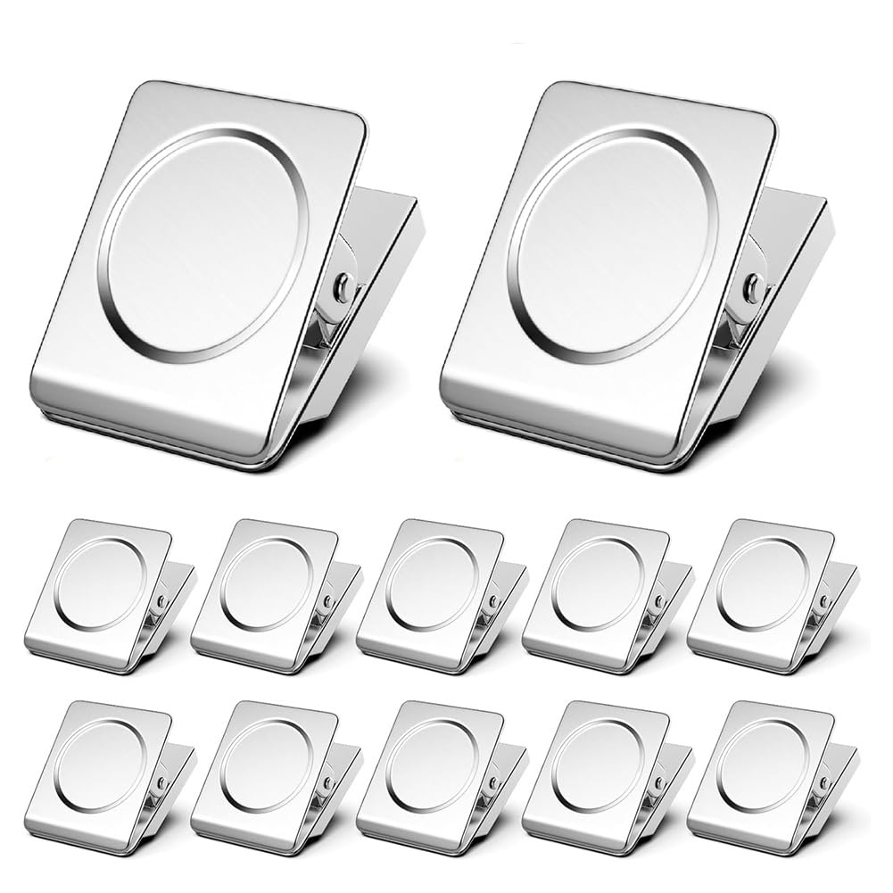 Aundhegrtt Large 12Pack Magnetic Clips,Strong for Notes,Magnets Clip for Organization, Chip Clip Magnets for Classroom