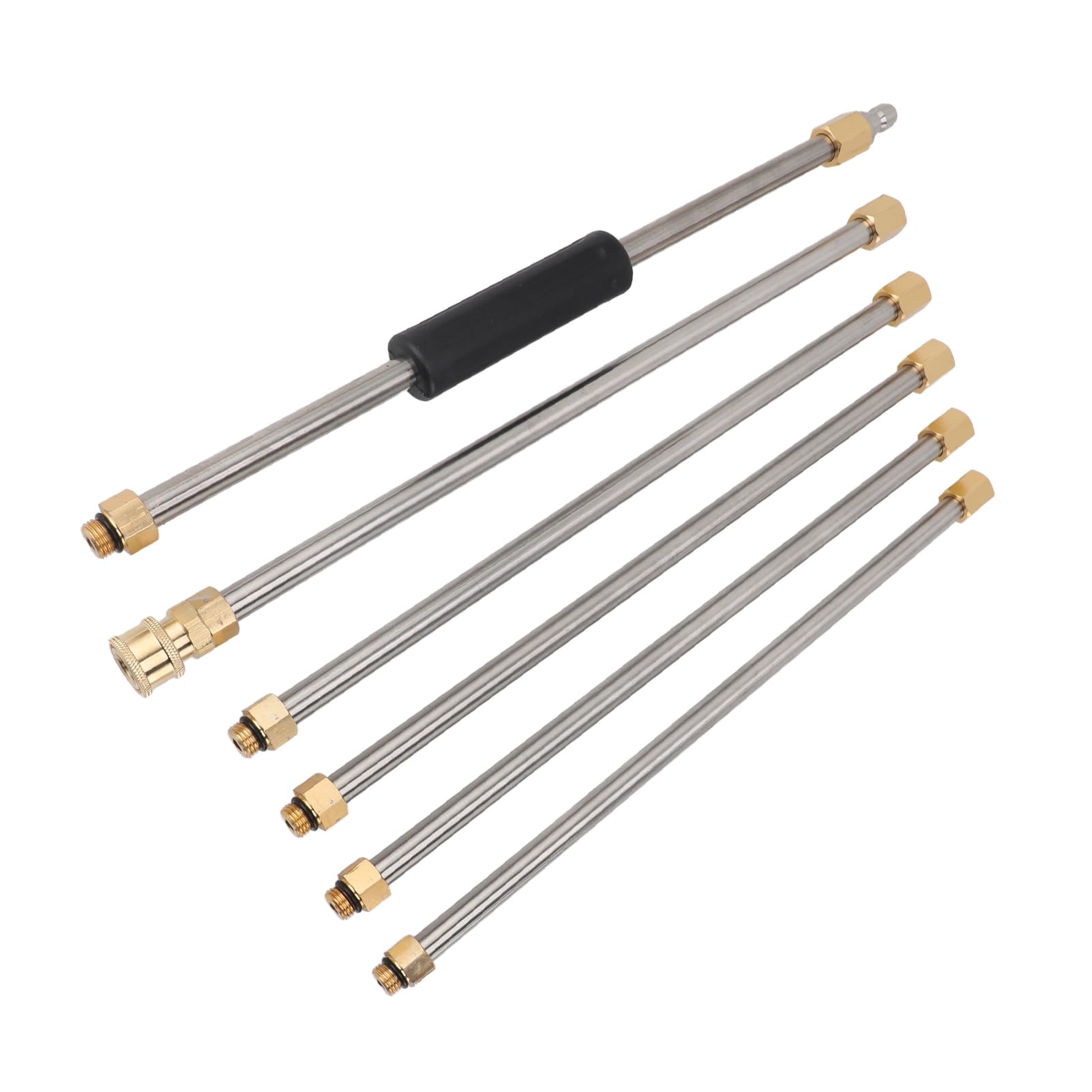 Lance d'Extension pour Nettoyeur Haute Pression 90 Pouces, Acier Inoxydable et Laiton, Rallonge avec Connecteur Rapide 1/4 pour Nettoyage de Toit, Voiture et Jardin, 6 Pièces