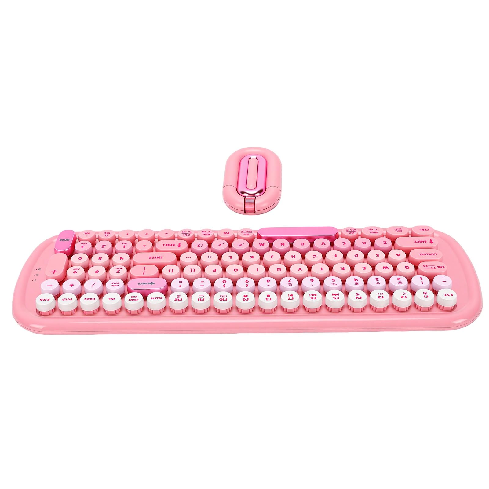 Sorandy Combo de Teclado y Mouse Inalámbricos, Teclas Redondas para (Pink)