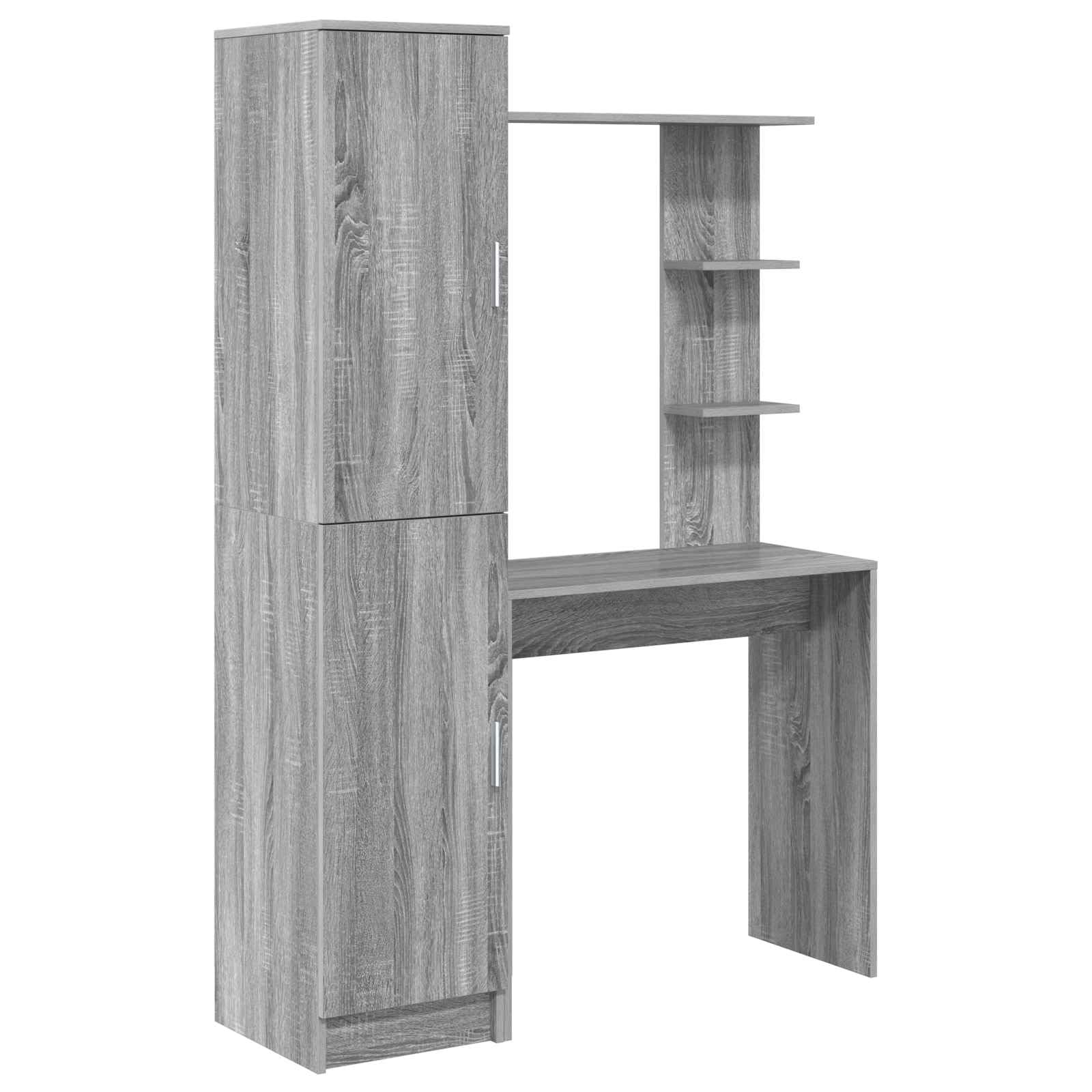 Set Scrivania e Cassettiera 2 Pz Grigio Sonoma Legno | Set arredo studio con ampia superficie di lavoro e scaffali integrati per organizzare libri e documenti in ufficio.