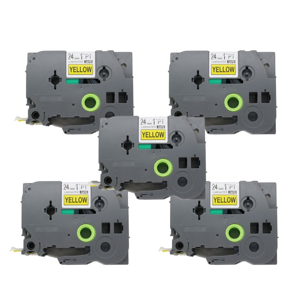 BROVACS 5 Pack Black on Yellow Label Tape Compatible for Brother P-Touch TZ 651 TZe 651 24mm 1" OPA1165x5