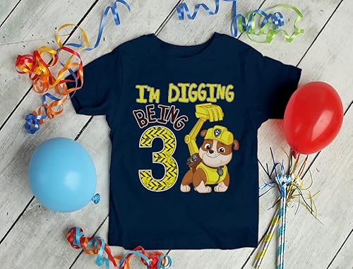 Miniatura 4 de Rubble Paw Patrol - Camiseta de 3er cumpleaños Regalo divertido para niños de 3 años Camiseta de fiesta temática de excavación para niños pequeños