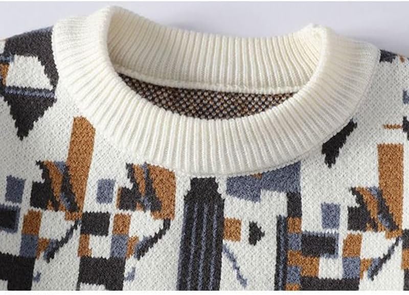 Casual Men's Printed Round Neck Sweater Men Thick Knit Sweaters