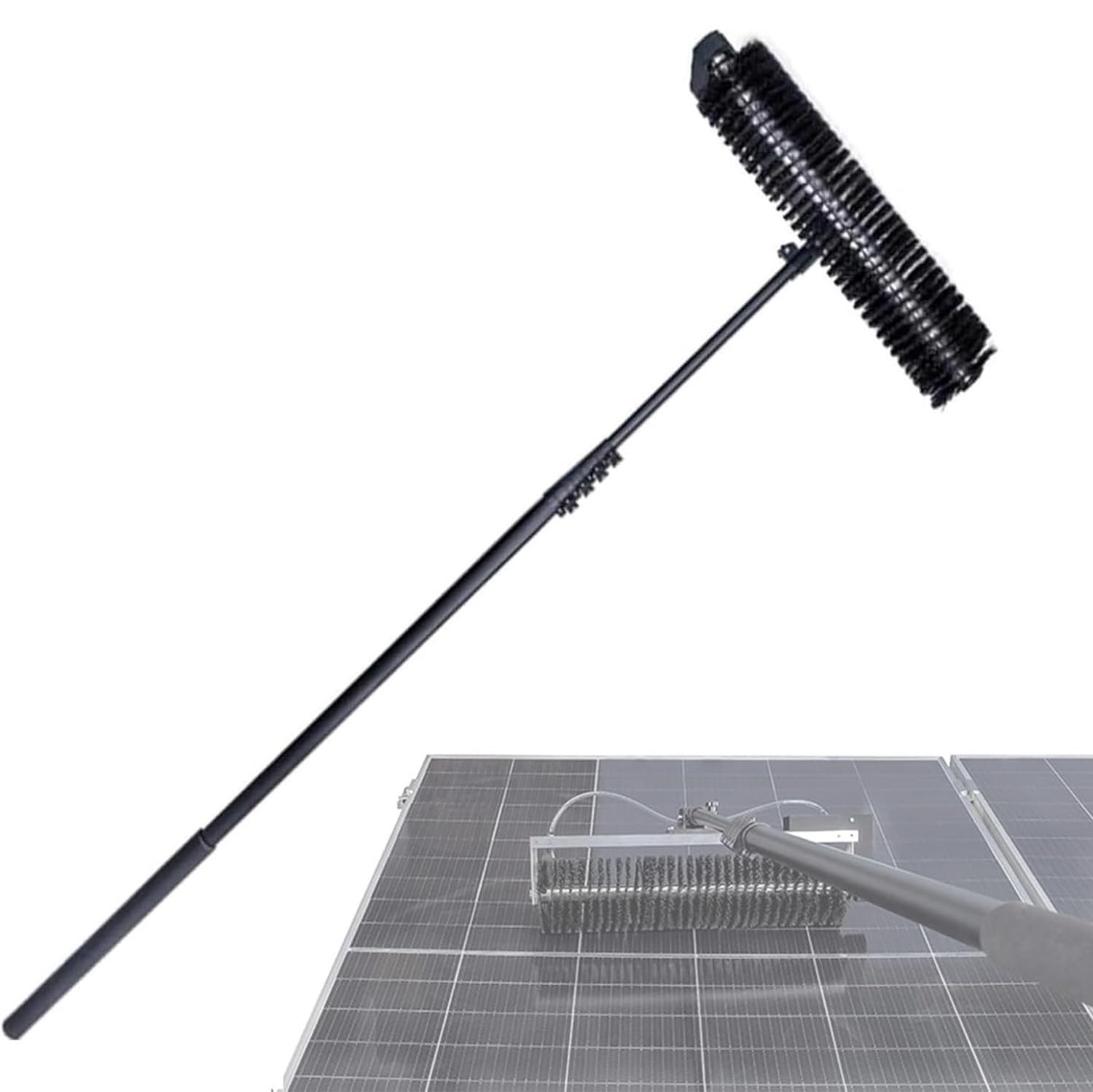 HADECOLL Electric Solar Panel Cleaning Machine, 60Cm Roller Brush Head, Water Fed Pole Kit For Solar Modules, 3.5M/11.4Ft,Size_Name-5.5M/18Ft