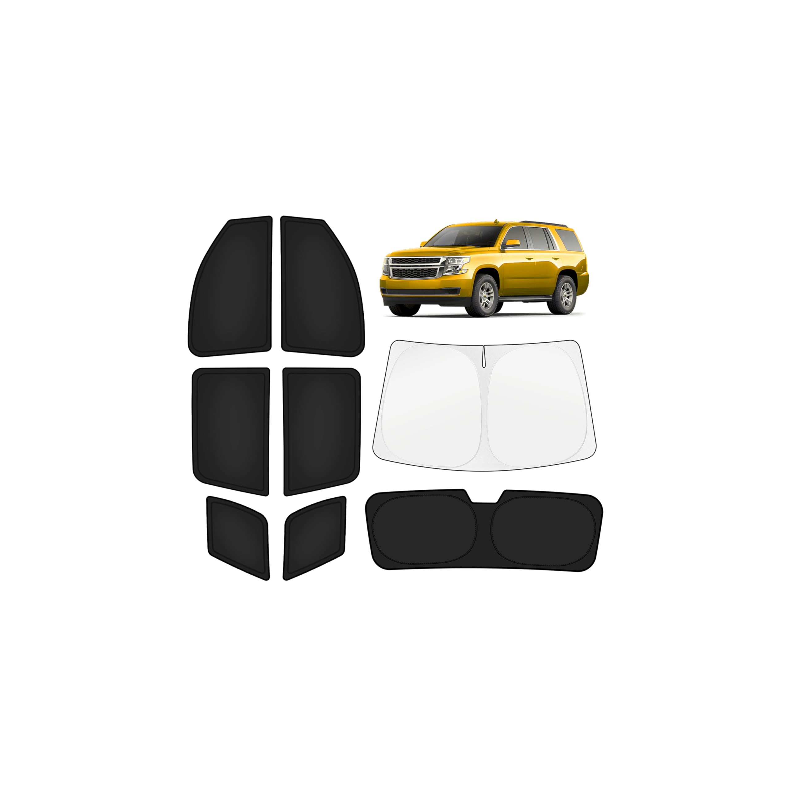 KUST Car Window Shades for Chevy Tahoe 2015-2020 Windshield Sun Shade Side Window Cover UV Block Privacy Protection Tahoe Accessories for Camping Blackout Rear Back Full Set 8PCS